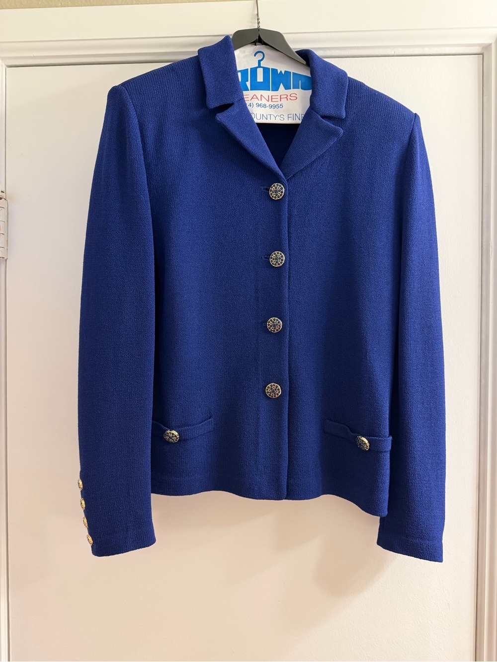 St. John Royal Blue Button Front Blazer